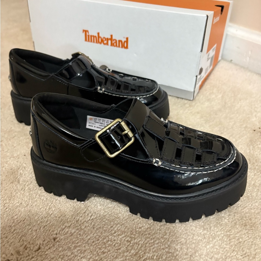 Timberland Black Patent Leather Buckle Shoes